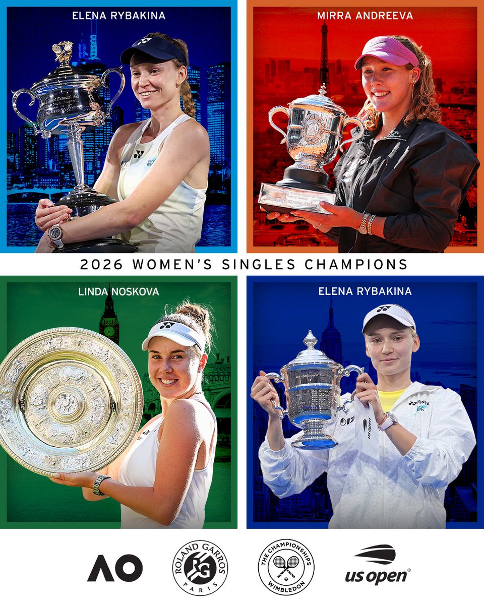 usopen's tweet photo. A year of Grand Slam women's singles champions 🏆 https://t.co/9z4ohCMSeX