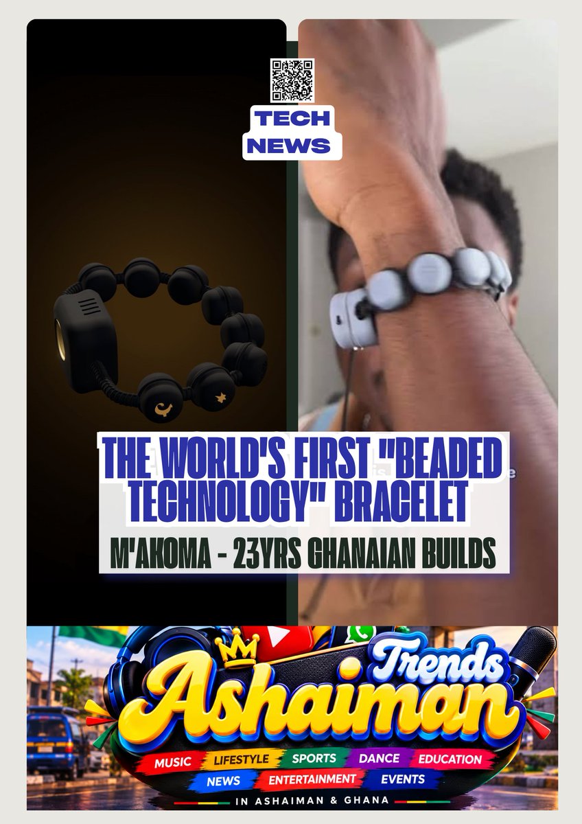 AshaimanMusics's tweet photo. 🇬🇭 Meet Melvin Osei Opoku, creator of M’AKOMA—a Ghanaian “beaded technology” bracelet connecting people through touch, voice and African symbolism.

Neuralink’s alleged rejection remains unverified, but M’AKOMA is a promising  innovation.
#GhanaTech #techbracelet #MAKOMA https://t.co/22ZRVqJOjK