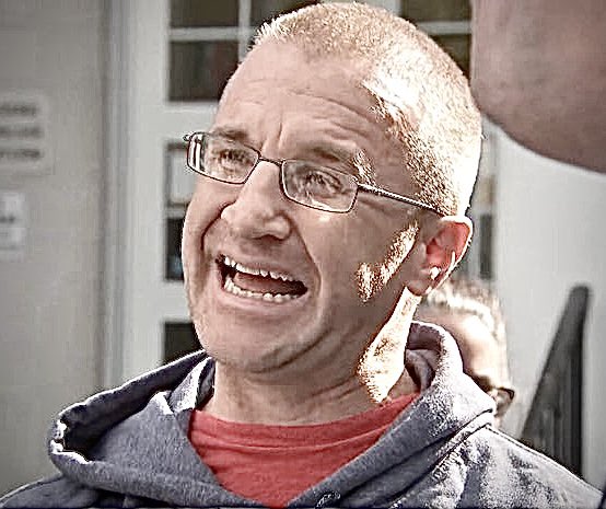 mtorringaffney's tweet photo. This is Aidan Kearney aka Turtleboy, the “male” that doxxed the hold out juror from the Lindsey Clancy trial.

He posted the juror’s picture, his name, and his address.

He’s currently facing nearly a dozen felony charges for similar crimes arising from the Karen Read trial.

He needs his bail revoked and to be locked up!