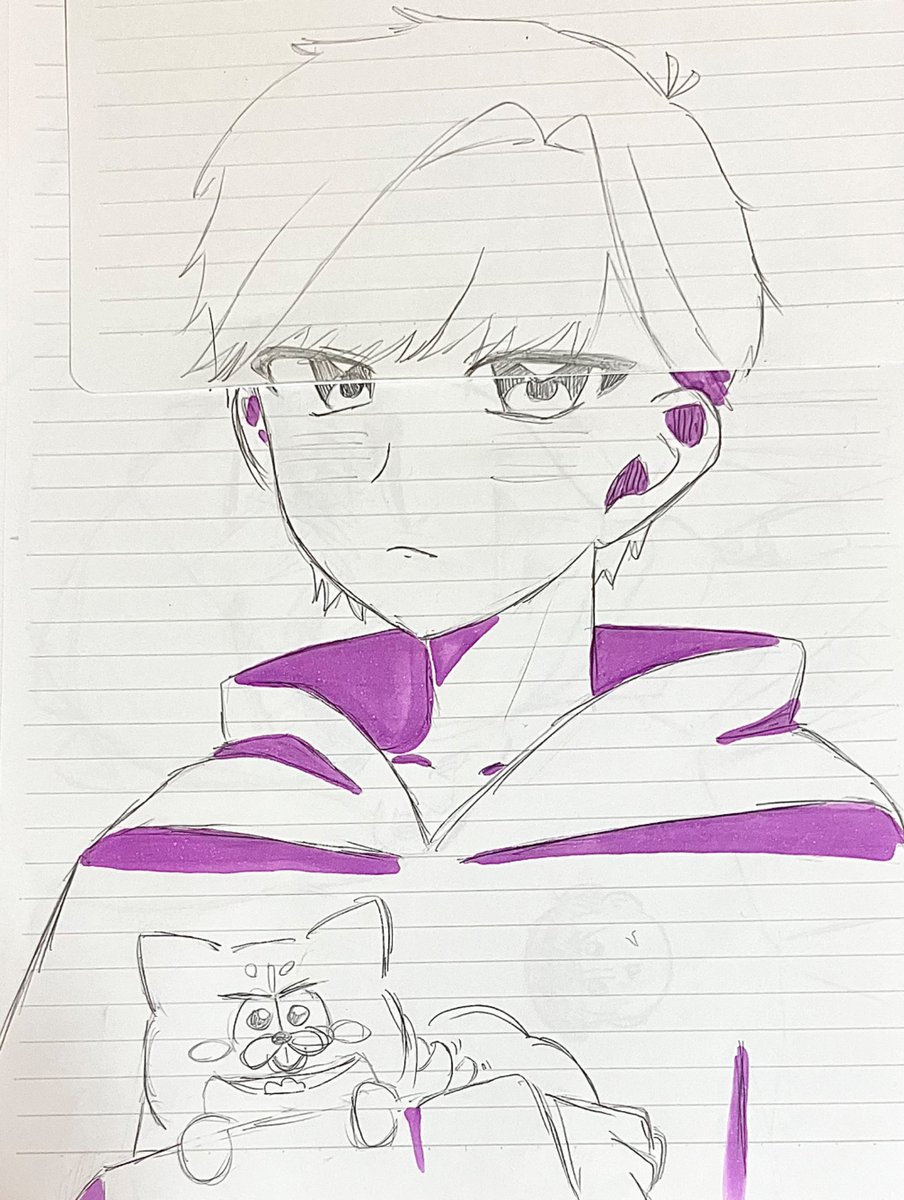 michi__sav's tweet photo. 自分絵一松〜
髪塗ったら失敗したから修正！

#おそ松さん　#一松 https://t.co/6hhh0NOIjb