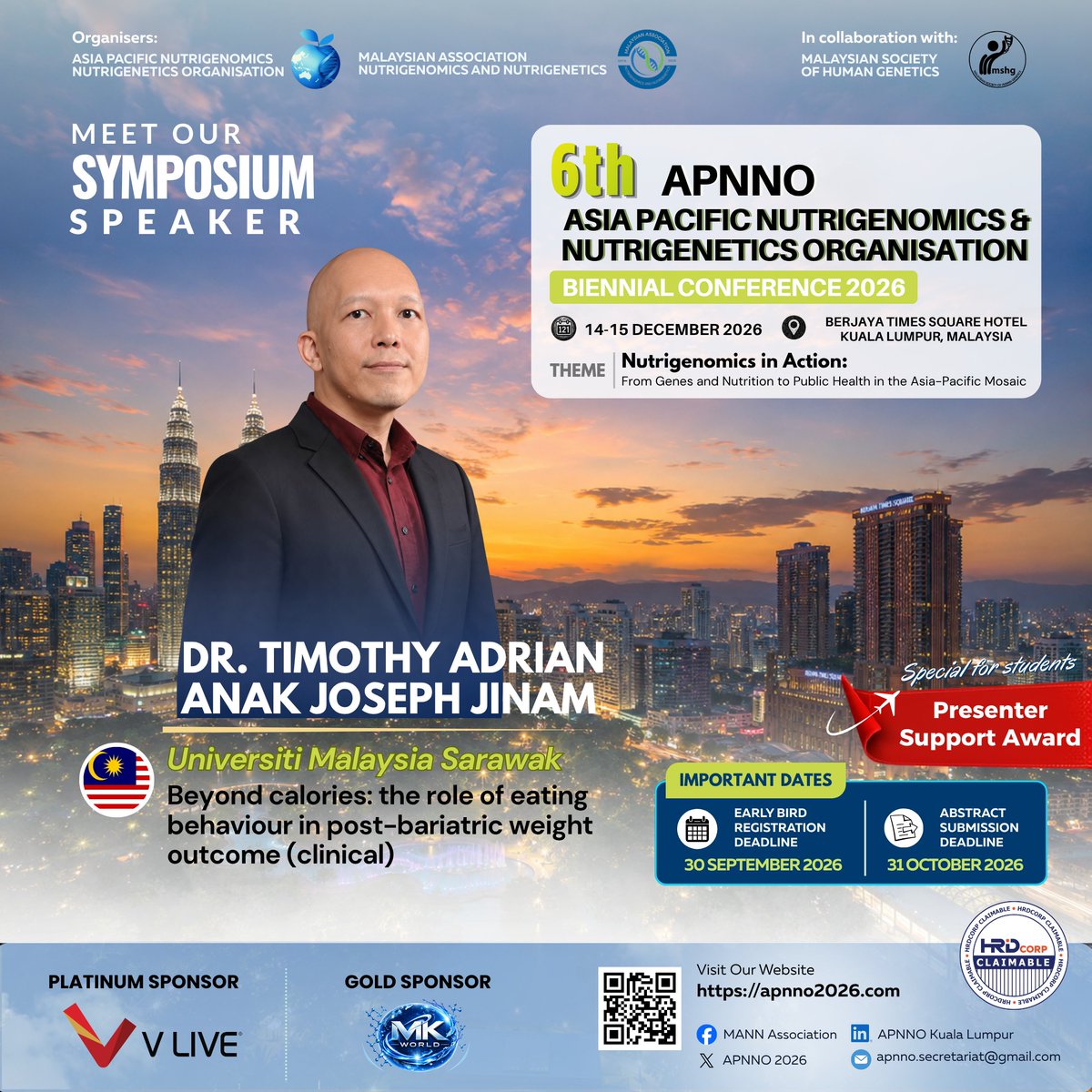 APNNO2026's tweet photo. 🎙️ Symposium Spotlight | #APNNO2026 🧬
Metabolic health &amp; population genetics:
🇹🇼 Assoc Prof Dr Rong Jane Chen (NCKU) • Pterostilbene, Lipophagy &amp; NAFLD Prevention
🇲🇾 Dr Timothy Adrian Anak Joseph Jinam (UNIMAS) • Human Population Genetics &amp; Adaptation
https://t.co/nohbPaN9ye https://t.co/VzTDqnMmbv