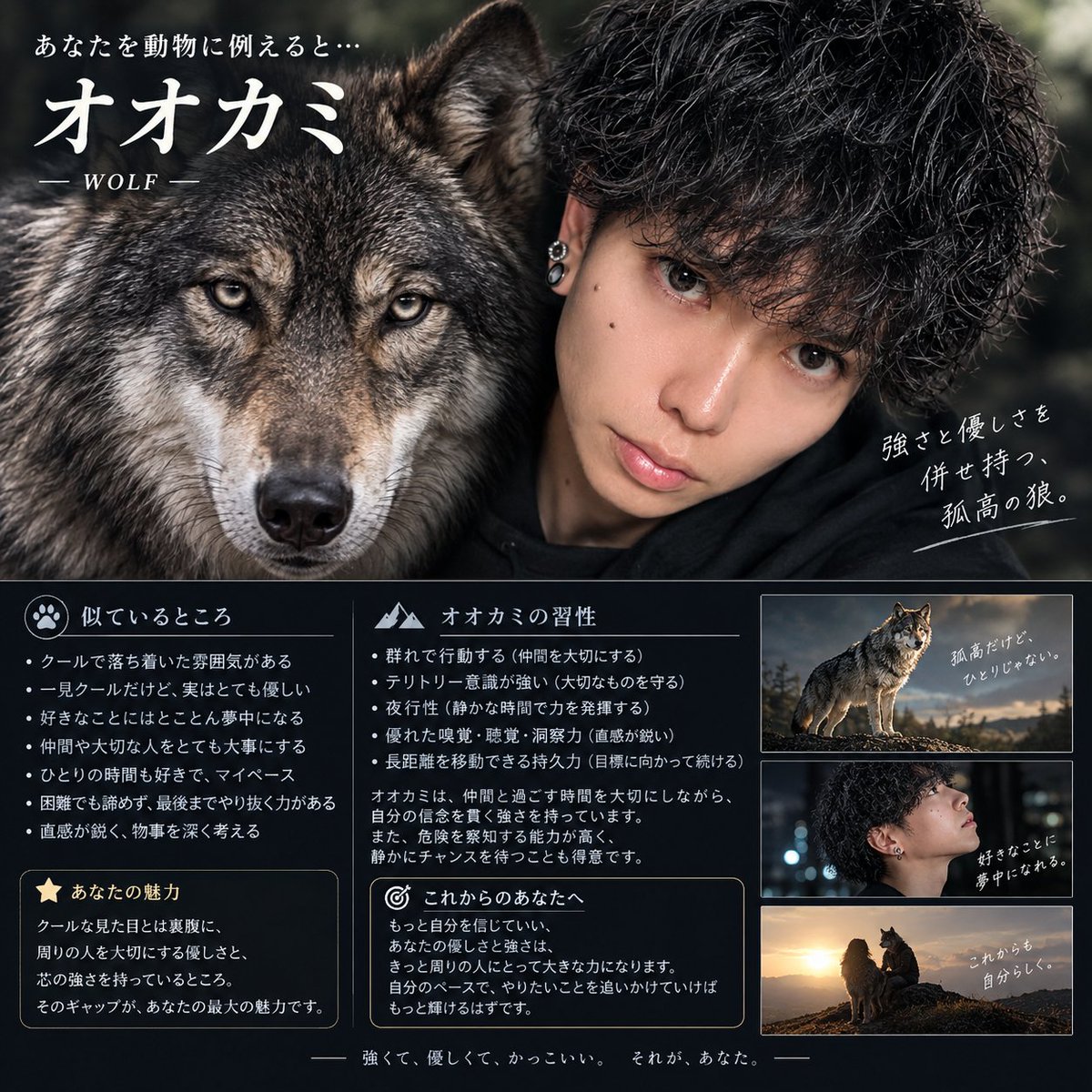 utamaru_sui3's tweet photo. 推しがやっていたのでやってみたらまさかの大神のんと同じオオカミになったww https://t.co/TnI7CBza0j