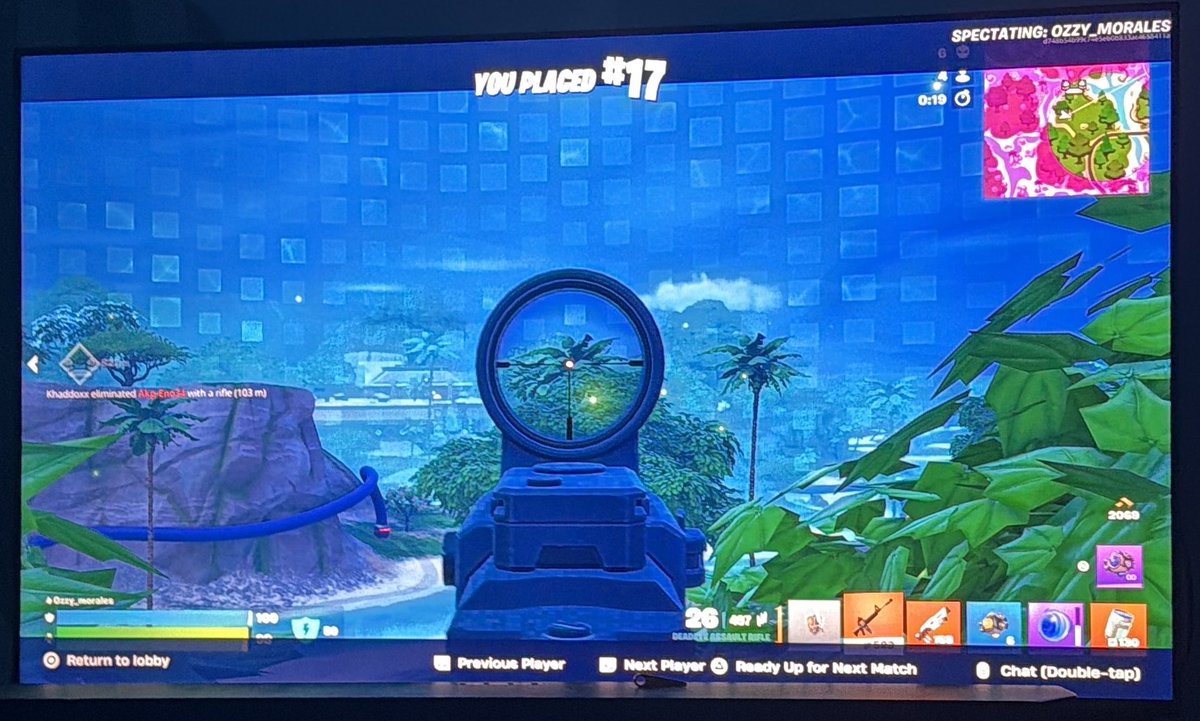 DHooper2020's tweet photo. To whoever this twat is please get a life, hiding in trees and bushes and shooting everyone with ONE bullet when I’ve got full health. Fucking hackers @EpicGames you need to make it so we can only be in bushes or trees when taking health too https://t.co/xDJCSgQBiJ