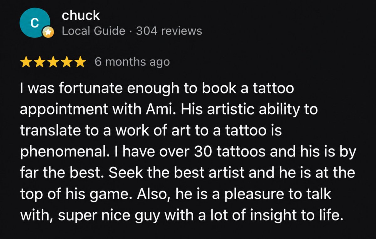 Amijamessss's tweet photo. A 5 rated comment ✅ for our tattoo studio #TattooStudio #TattooArt #InkCulture #Tattoo #miami #USA #Florida  #miamibeach #miamifreaks #tattoo #tattooartist  #tattooart  #tattooinspiration  #world https://t.co/CopHISAk9H