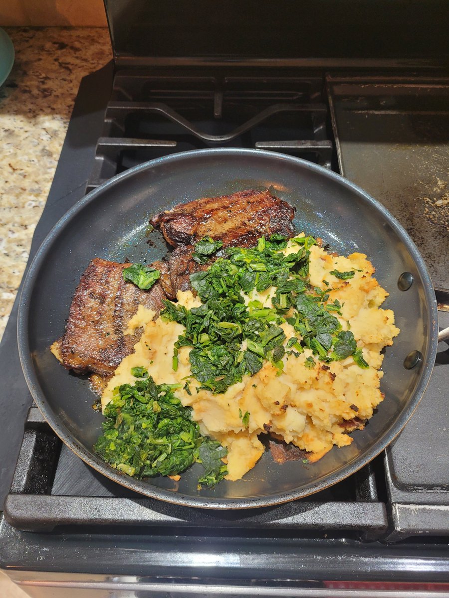 piano_player97's tweet photo. What I had for breakfast on September 12th, 2026: Two pieces of steak, mashed potatoes, and baked spinach.

#food #photography #texas #steak #spinach #mashedpotatoes https://t.co/owdARWqLGs
