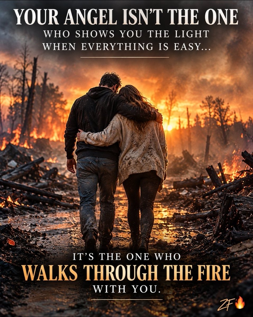 zachqfish's tweet photo. 🔥 YOUR ANGEL STAYS THROUGH THE FIRE 🔥

Your angel isn’t the one who only shows you the light when everything is easy.

Your angel is the one who refuses to leave your side when the fire is burning… when the weight feels unbearable… when you’re walking through the darkest parts of your own story and you barely recognize yourself anymore.

Anyone can love you in the sunshine. Anyone can celebrate you when you’re winning, smiling, strong, and easy to be around.

But the ones meant for your soul reveal themselves in the storm.

They sit beside you when there are no words. They remind you who you are when you’ve forgotten. They don’t try to save you from every fire… sometimes they simply walk through it with you so you don’t have to walk through it alone.

That’s when you discover who and what is real.

Not on the mountaintop, surrounded by applause… but down in the valley, when life has stripped everything else away and all that remains is truth.

Maybe that’s one of the ways heaven reaches us here.

Not always through miracles falling from the sky… but through the people who become our shelter when the storm comes.

The ones who look at us in our darkest hour and quietly say…

“I’m still here.”

Those are the angels we meet in human form.

ZF 🔥