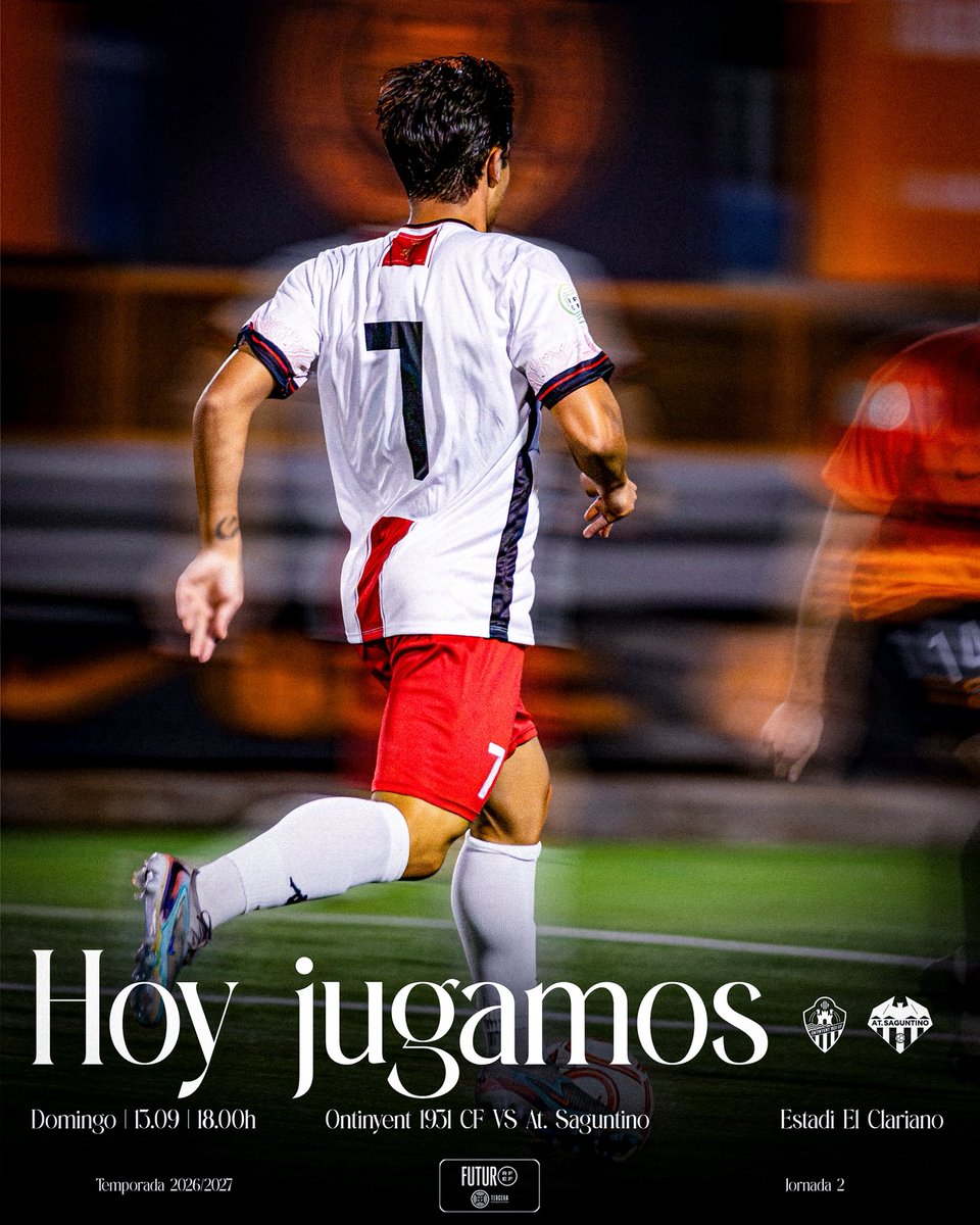AtcoSaguntino's tweet photo. DÍA DE PARTIDO
⚔️ Ontinyent 1931 CF 🆚 Atlético Saguntino
🕥 13/09 | 18:00h
🏟️ Estadio El Clariano
#Ontinyent1931CFAtSaguntino #GanamosJuntos #3RFEF6 #Futbol #Jornada2 https://t.co/4KCS4vJRMM