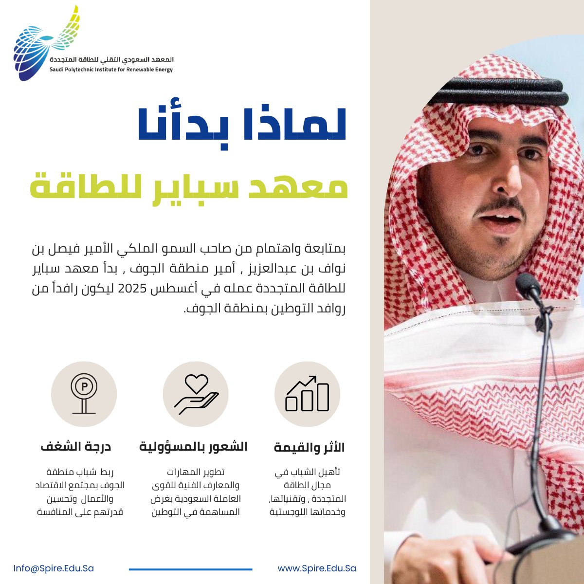 Spire_Ksa's tweet photo. لماذا بدأنا؟ 
المعهد السعودي التقني للطاقة المتجددة (سباير SPIRE).
@MoEnergy_Saudi 
@moe_gov_sa 
@COEKSA 
@AljoufSA https://t.co/jsqpy3TLUu