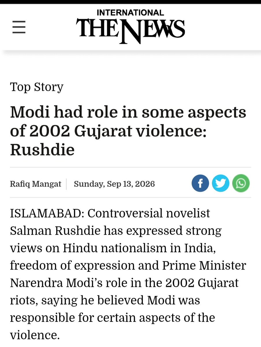 mawngat's tweet photo. 13 September 2026: The News: Back Page
https://t.co/Szjnb1ReWt
Modi had role in some aspects of 2002 Gujarat violence: Rushdie https://t.co/5sSRYDKeDp
