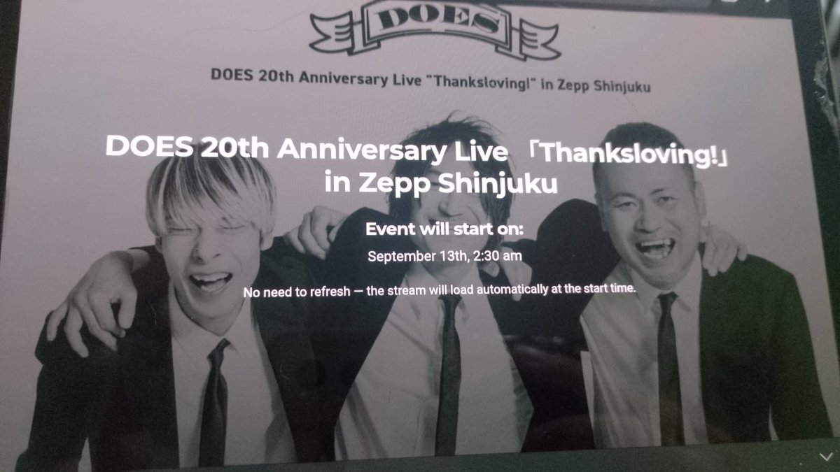 DoesPeru's tweet photo. El fanclub ya está listo para ver la transmisión online del concierto: Does 20th anniversary live "Thanksloving" in Zepp Shinjuku desde  🇵🇪

Nos tocó trasnochar, pero todo sea por estar presente

@DOES_official
@does_wataru @does_yasu @does_keisaku

#does20th #shinjuku #concert https://t.co/W0B7IWy5ft