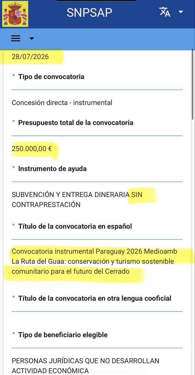 PabloCamPiq's tweet photo. 💢 Buenos días familia.

El martes pasado (8-9) el Gobierno se gastó 250.000€ en:
“Desarrollo ecoturístico del cerrado norte con enfoque de conservación de biodiversidad e inclusión social (PARAGUAY)”

Suma y sigue. Buen domingo. https://t.co/tmqU0K4E4s