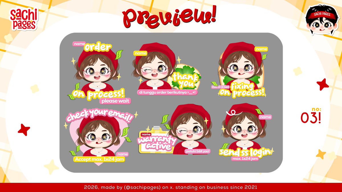 sachipages's tweet photo. 𐔌🍟 𐦯   any interaction will be appreciated >__<  !

   halo!   . .   aku   ada   3   sticker   pack   ready   stock   yang   bisa   di-rename   dengan   harga:   35k!   (  >___ O  !! )  feel   free   to   dm   me   if   you  are   interested!  . .  ꒱ 🍤! 

tags :: #bealanja https://t.co/vZDKuAODpq