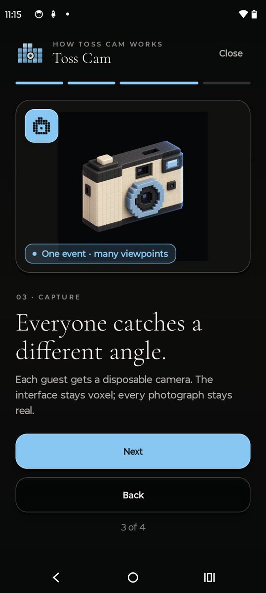 Mafora_'s tweet photo. Thank you to everyone testing Toss Cam! Google approved production access; launch is still being prepared. Iโm inviting more testers: 5 complimentary films, up to 25 guests each. DM for accessโhonest feedback, not ratings. #BetaTesters #AppTesting #BuildInPublic https://t.co/t1YRGR5BGU