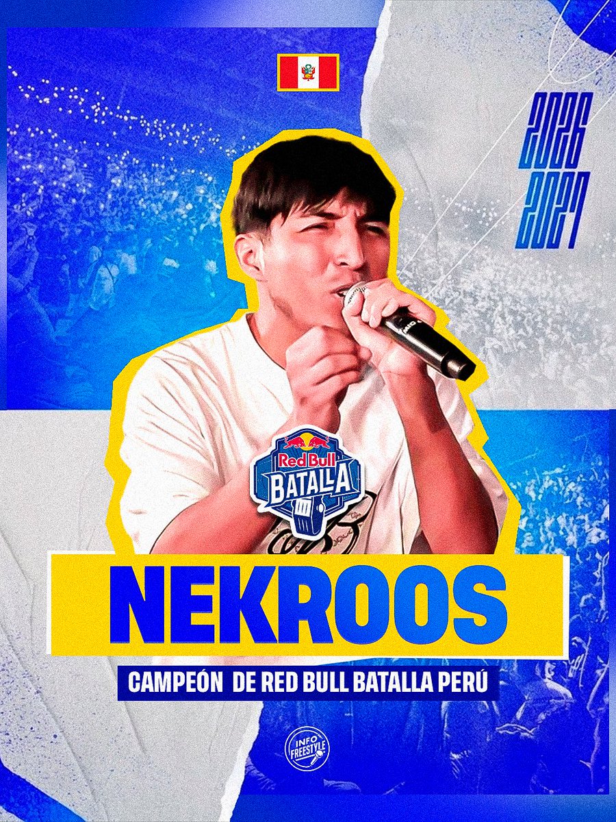 InfoFreestyle2's tweet photo. ¡El CAMPEÓN de PERÚ 🇵🇪! 🏆

El día de hoy NEKROOS se convirtió en el campeón de la Final Nacional de Red Bull Batalla 🇵🇪 tras vencer a Kian en el enfrentamiento final. 🔥

Nekroos estará representando a los peruanos en la Final Internacional de #RedBullBatalla 🇵🇪 https://t.co/NSAPrwA2EP