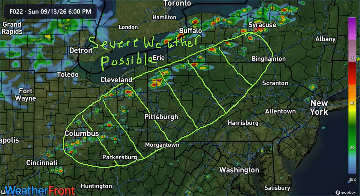 AppalachiaWx's tweet photo. Severe Weather Possible Across The Ohio Valley And Central Appalachians On Sunday!!!

Summary:

A cold front will move southeastward from the Great Lakes on Sunday. The combination of moist air, instability, and wind shear will create the risk of a few severe storms across the region. While many areas will see storms on Sunday, it does not appear that the atmospheric setup will be favorable for a widespread severe weather event. The primary hazard with severe storms tomorrow will be damaging wind gusts, due to some dry air and wind energy aloft. At this point, it does not appear that there will be much of a tornado risk tomorrow, but decent low-level shear could raise some concern for rotation. The greatest risk for a few severe storms will likely be in the highlighted region. It is also worth noting that the flash flooding risk on Sunday will be much lower than Saturday, due to a more linear storm mode. 

#pawx #ohwx #WVWX #mdwx #nywx #SevereWeather #weather
