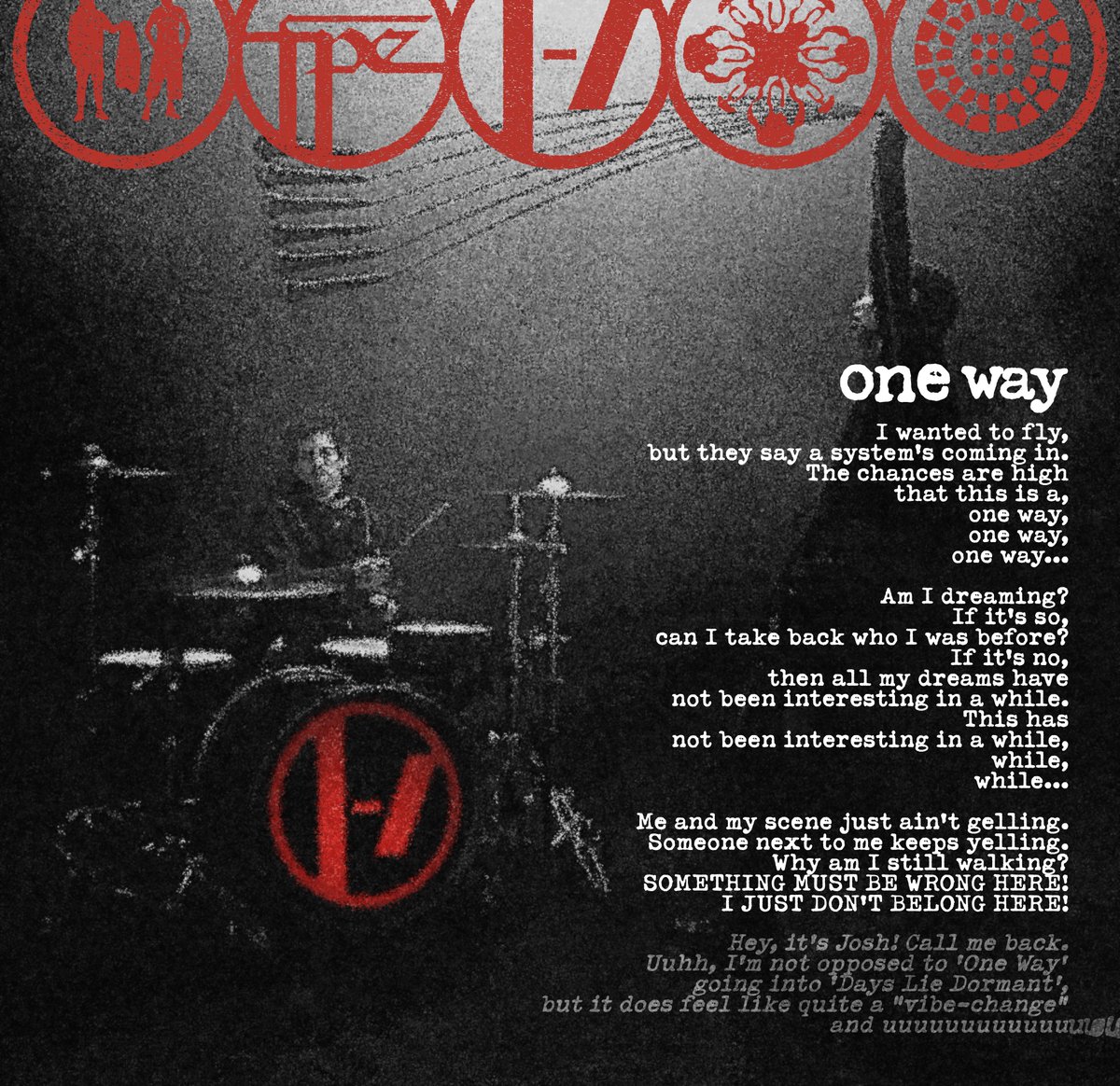 Henriqueneuenf1's tweet photo. @twentyonepilots @brandonrike #cottonwood #oneway #daysliedormant #tally https://t.co/SyTfZCyxOB