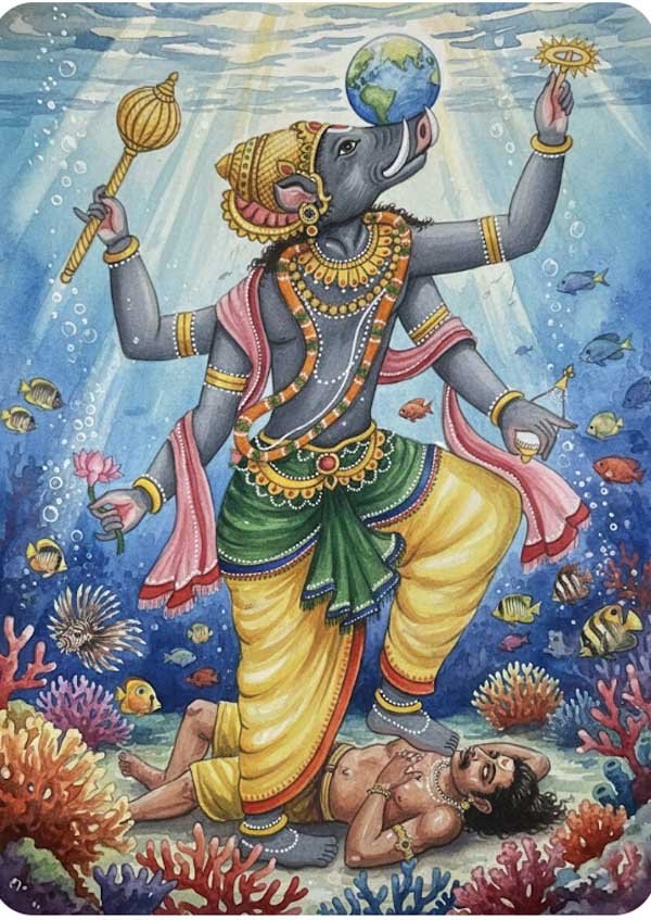 KailashOnline's tweet photo. जितं जितं तेऽजित यज्ञभावन त्रयीं तनुं स्वां परिधुन्वते नमः।
यद्रोमरन्ध्रेषु निलिल्युरध्वरा-स्तस्मै नमः कारणसूकराय ते॥

भगवान श्री हरि विष्णु जी के अवतार भगवान वराह जयंती की हार्दिक बधाई एवं अनंत शुभकामनाएं।

संपूर्ण सृष्टि के पालनहार भगवान विष्णु जी की दिव्य कृपा आप सभी पर सदैव बनी रहे।