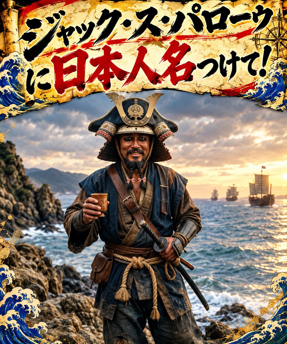 greedyman7r's tweet photo. 【お題】
ジャック・ス・パローゥ※に日本人名をつけて　#大喜利 #ボケて
※どこかのキャラとは全くの別人です https://t.co/k7jksJStjq