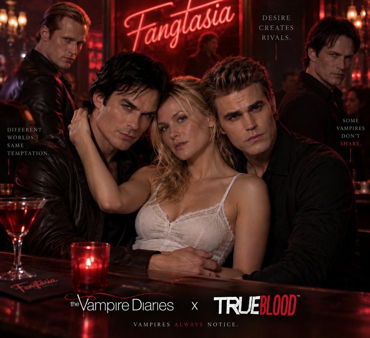 Michell62327932's tweet photo. Damon and Stefan just walked into Fangtasiaโฆ and Eric and Bill are NOT happy about it. ๐๐ฉธ
The Salvatore brothers vs. the vampires of Bon Temps.
#TrueBlood #TheVampireDiaries #DamonSalvatore #StefanSalvatore #EricNorthman #BillCompton #SookieStackhouse https://t.co/xeZk0x1oI8