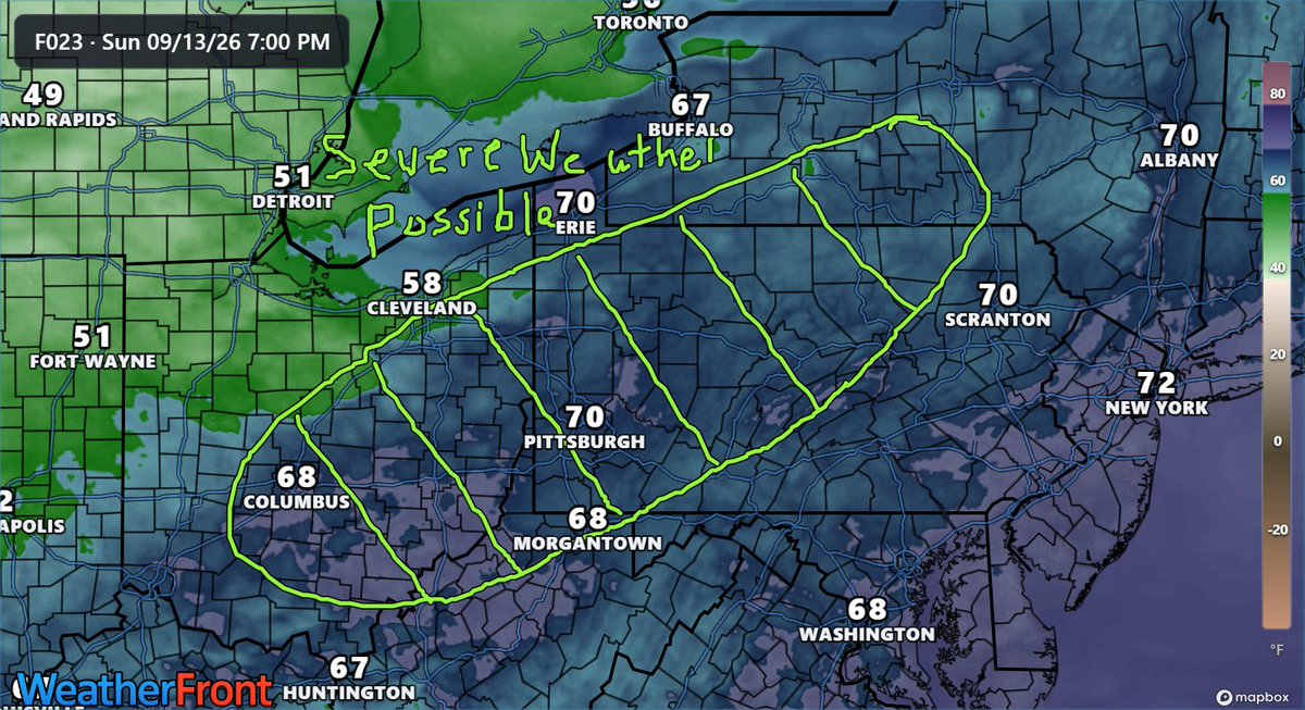 AppalachiaWx's tweet photo. Severe Weather Possible Across The Ohio Valley And Central Appalachians On Sunday!!!

Summary:

A cold front will move southeastward from the Great Lakes on Sunday. The combination of moist air, instability, and wind shear will create the risk of a few severe storms across the region. While many areas will see storms on Sunday, it does not appear that the atmospheric setup will be favorable for a widespread severe weather event. The primary hazard with severe storms tomorrow will be damaging wind gusts, due to some dry air and wind energy aloft. At this point, it does not appear that there will be much of a tornado risk tomorrow, but decent low-level shear could raise some concern for rotation. The greatest risk for a few severe storms will likely be in the highlighted region. It is also worth noting that the flash flooding risk on Sunday will be much lower than Saturday, due to a more linear storm mode. 

#pawx #ohwx #WVWX #mdwx #nywx #SevereWeather #weather