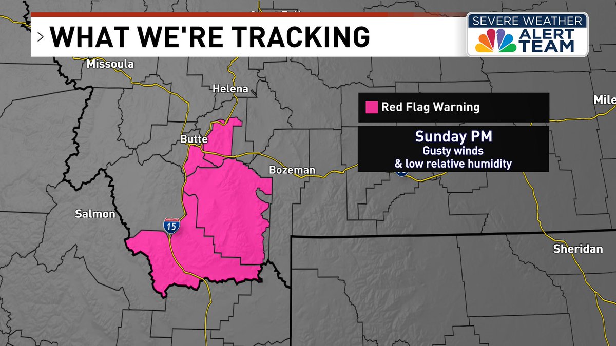 AlexLNBCMT's tweet photo. A Red Flag Warning will be in effect tomorrow from noon until 9 PM for portions of Beaverhead, Madison, Jefferson and Silver Bow Counties due to gusty winds and low relative humidity. Outdoor burning is not recommended.

https://t.co/dGKekv2Wp1 https://t.co/fBwp8BKiAo