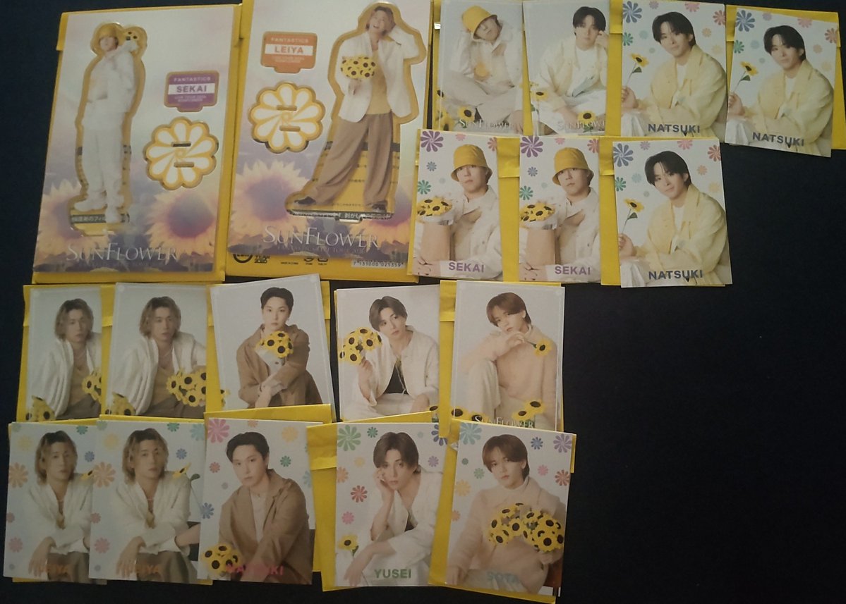nenemingu's tweet photo. 【交換】FANTASTICS ファンタ SUNFLOWER SF BOT BTTM フォトカ アクスタ ガチャ

譲)画像1~4枚目

求)画像5枚目(リプに条件等記載)

郵送希望。
検索からでもお気軽にどうぞ。 https://t.co/YTXyPxZ4SW