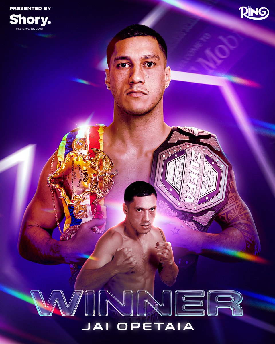 ringmagazine's tweet photo. STILL RING CHAMP 👑

Jai Opetaia STOPS Noel Mikaelian in round nine to defend his Ring and Zuffa cruiserweight titles 🙌

Presented by Shory

#GarciaBenn | Live NOW on @ParamountPlus and @DAZNBoxing 🥊 https://t.co/qqGiygxT5F