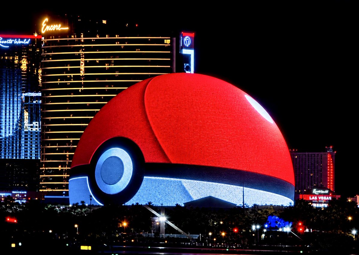 VegasIssues's tweet photo. The Sphere is now a Pokéball. 🚨 https://t.co/qG8Nsao21K