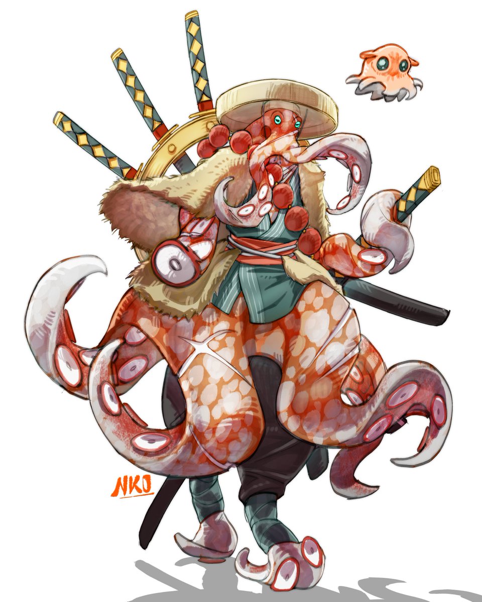 Nicko_Febrian's tweet photo. 🐙 Takomeshi 🐙
My design for the Character Design Challenge this month!
The theme is Animal Feudal Japan.

I made a Ronin out of octopus. Takomeshi is basically a japanese rice dish with octopus slices on it. 🍙 https://t.co/JBZvlzDUcN