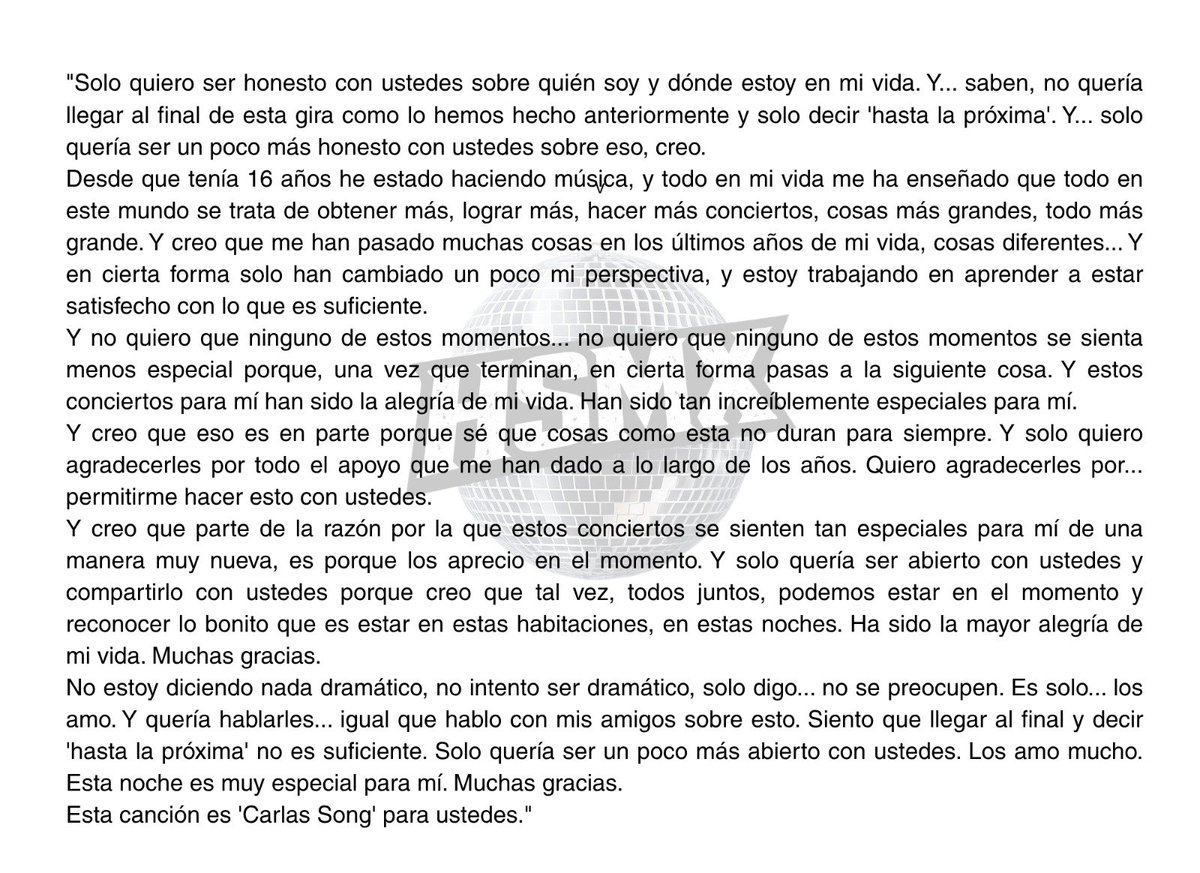 HarryMexOficial's tweet photo. Discurso completo de Harry antes de Carla's Song en el noveno show del Madison Square Garden
#TogetherTogetherNYC 
©️idkallyne https://t.co/hmsgqgy1hc