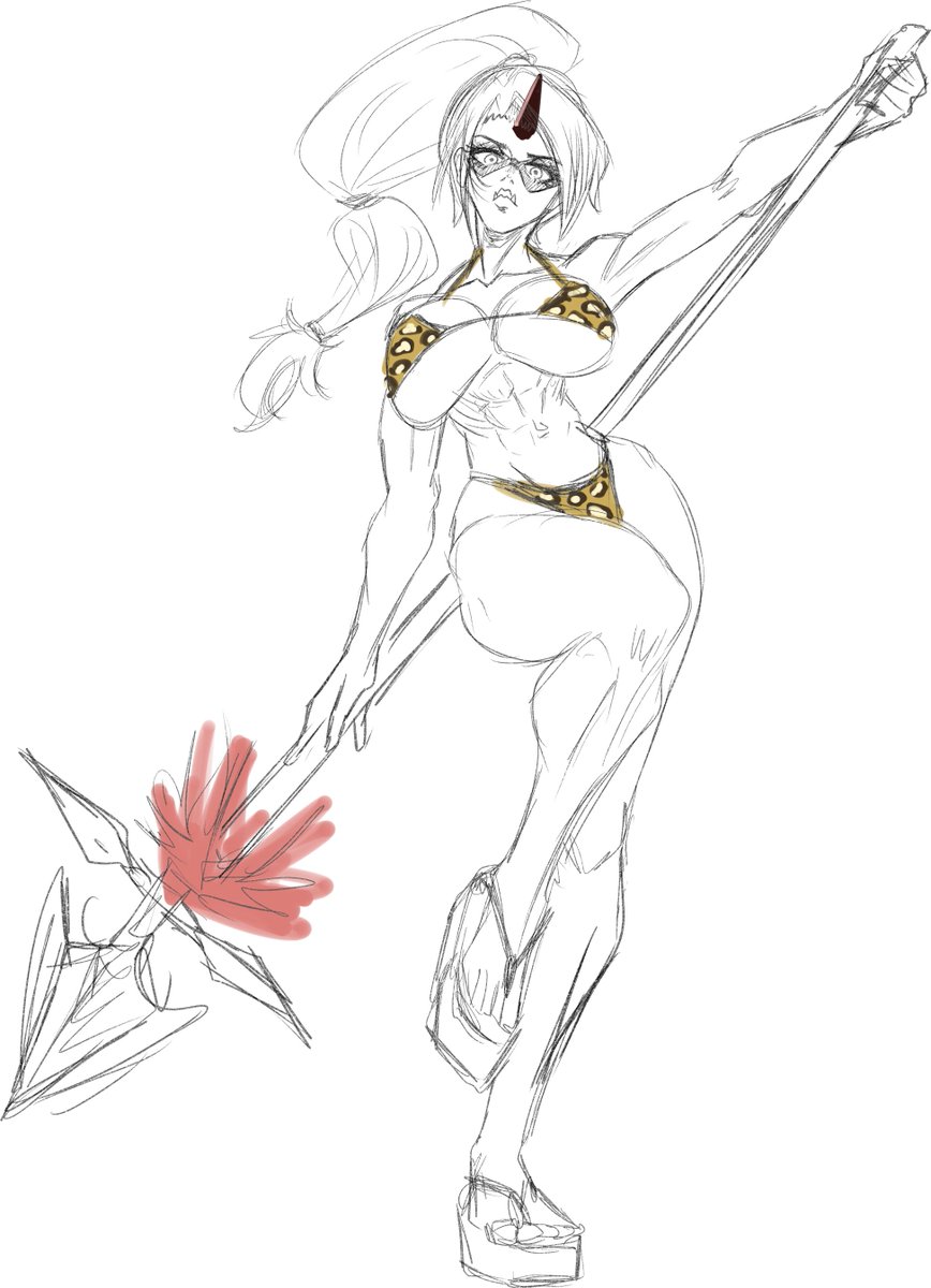 GRD_NSFW's tweet photo. Oni Gabrielle rough sketch, used a pose from the internet as ref https://t.co/3OOHo8XF1J