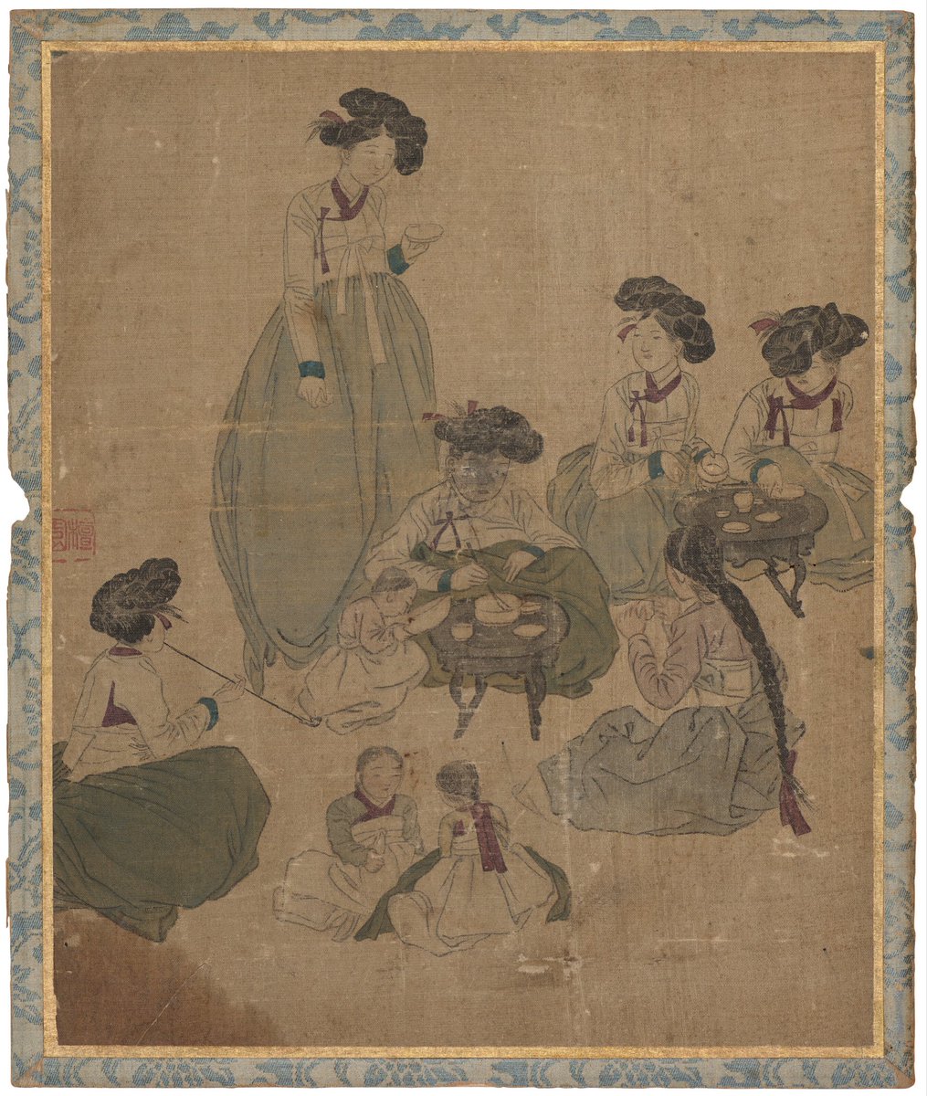 bbnotbby's tweet photo. Four genre scenes in the style of Joseon genre painter Kim Hongdo (1745-1806), ink and color on silk mounted on cardboard.

©️ Christie’s 

#Korea #Joseon https://t.co/UquOBumg9z