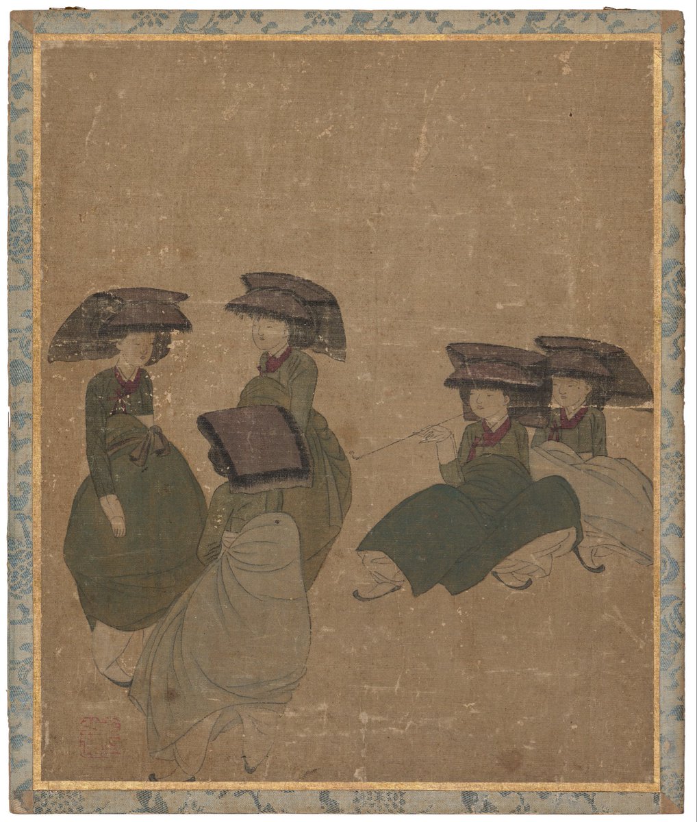 bbnotbby's tweet photo. Four genre scenes in the style of Joseon genre painter Kim Hongdo (1745-1806), ink and color on silk mounted on cardboard.

©️ Christie’s 

#Korea #Joseon https://t.co/UquOBumg9z