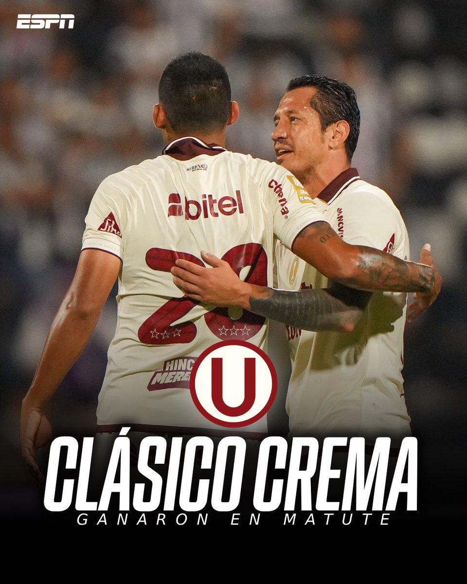 ESPNPeru's tweet photo. ¡DOMINIO TOTAL DE UNIVERSITARIO!

Los merengues ganaron 2-1 con gol insólito-agónico sobre los minutos finales.

⚽️ Valera y Alzugaray para la visita, Girotti para los locales. https://t.co/HUhMnNkZOR