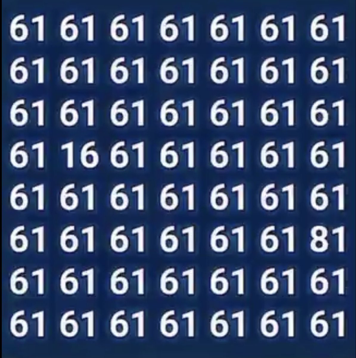 onmyway1133's tweet photo. Find the two different numbers except 61 https://t.co/2V1EPuyrgG