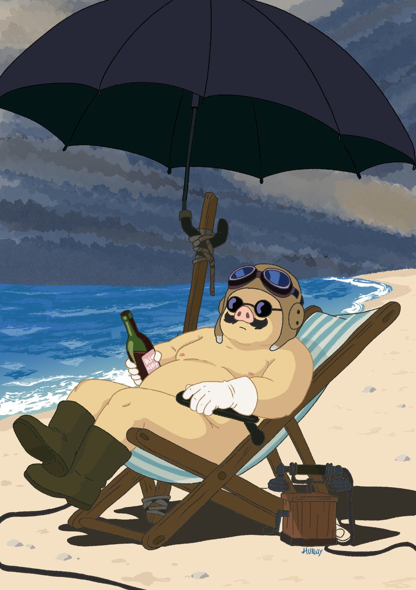 HunnyMustar_D's tweet photo. I mean, he has the whole island to himself, why wear clothes? 

#Porco #PorcoRosso #ChubbyArt #Chubby https://t.co/1XLLEVB8aq