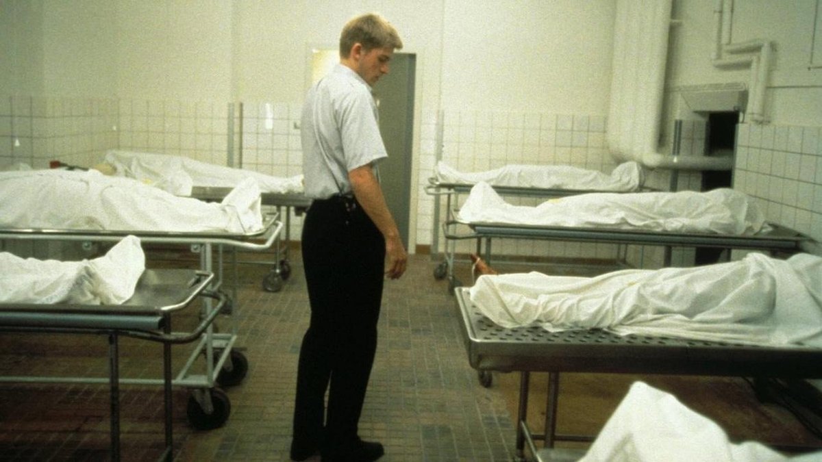 foreignhorrors's tweet photo. Denmark quietly produced one of the most unsettling horror films of the 90s. Nightwatch puts a law student alone in a morgue at night and lets the paranoia do all the work. Lean, cold, and deeply underrated https://t.co/oCPbg8FMtk