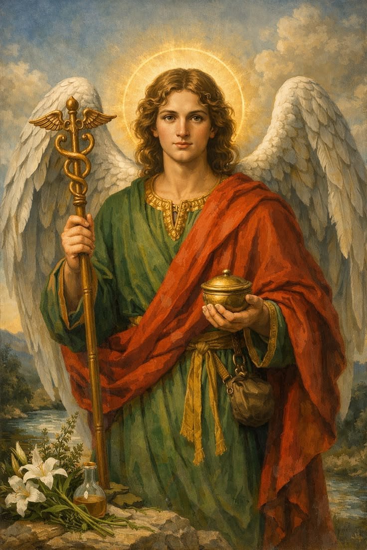 JustAdaugoijele's tweet photo. If you are sick or have a loved one who is sick,
Let's us this day, ask for the intercession of Saint Raphael the Archangel 🌃

Prayer to Archangel Raphael for Healing.

Oh glorious Archangel Raphael, healer of the body, mind, and spirit, you who are the medicine of God, I humbly turn to you with a heart filled with compassion for those who suffer. I ask for your gentle guidance and powerful intercession to bring healing to

[Mention the person's name or the specific situation].

May your healing touch soothe their pain, restore their strength, and bring comfort to their hearts. Grant them the grace to find peace and hope in this time of need. Amen.

All you Holy Angels and Archangels pray for the sick 😔