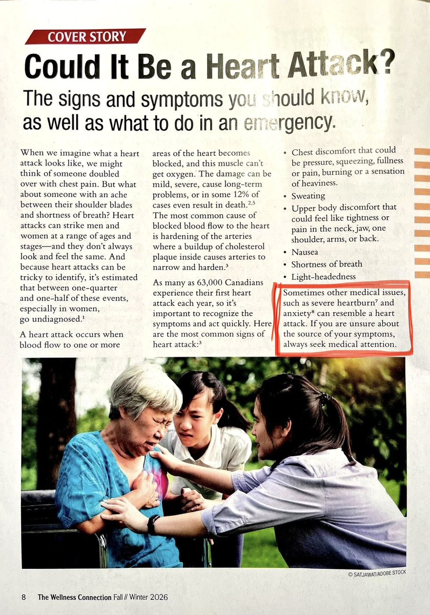 ChristinaStuwe's tweet photo. Yes, classic #heart attack symptoms do happen especially in men. BUT, for all the #women out there please pay particular attention to the part in the red boxes. This article was in a Costco member magazine a year ago. Great info here. ❤️🩷 #herheartmatters #health #info https://t.co/pq8G9vagDz
