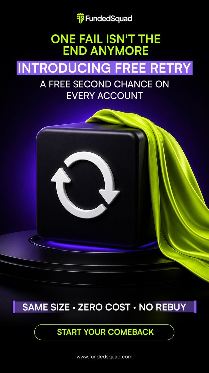 Tanjil_FSquad's tweet photo. 🔥 YOUR SECOND CHANCE STARTS NOW! 🔥

Every eligible @fundedsquad account now comes with ONE FREE RETRY of the same account size.

🌍 Join the Squad
👥 60K+ Traders
🌎 130+ Countries
💰 $3M+ Paid Out

Your first attempt didn’t work out. Make the second one count. 🏆 https://t.co/iKD3jPaLsK