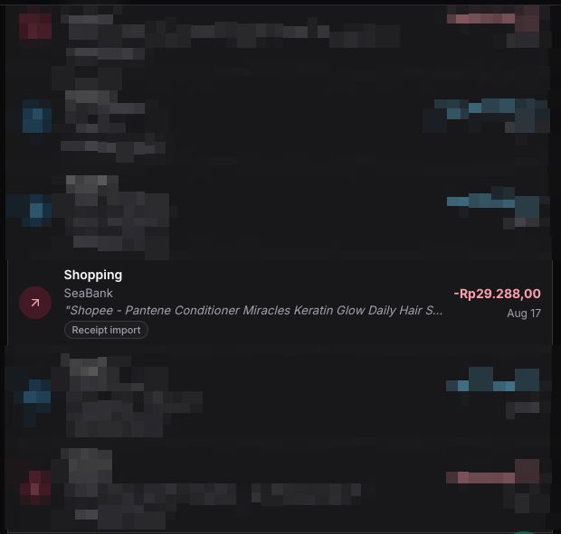 hi_ssamm's tweet photo. Sampai akhirnya nemu kalau Shopee ternyata ngirim detail pesanan lewat email setelah barangnya sampai. Akhirnya kubikin sistem buat nyocokin email itu dengan transaksi SeaBank yang sebelumnya udh kecatet, terus detail barangnya otomatis dimasukin ke notes. https://t.co/3ZVglKhbaW