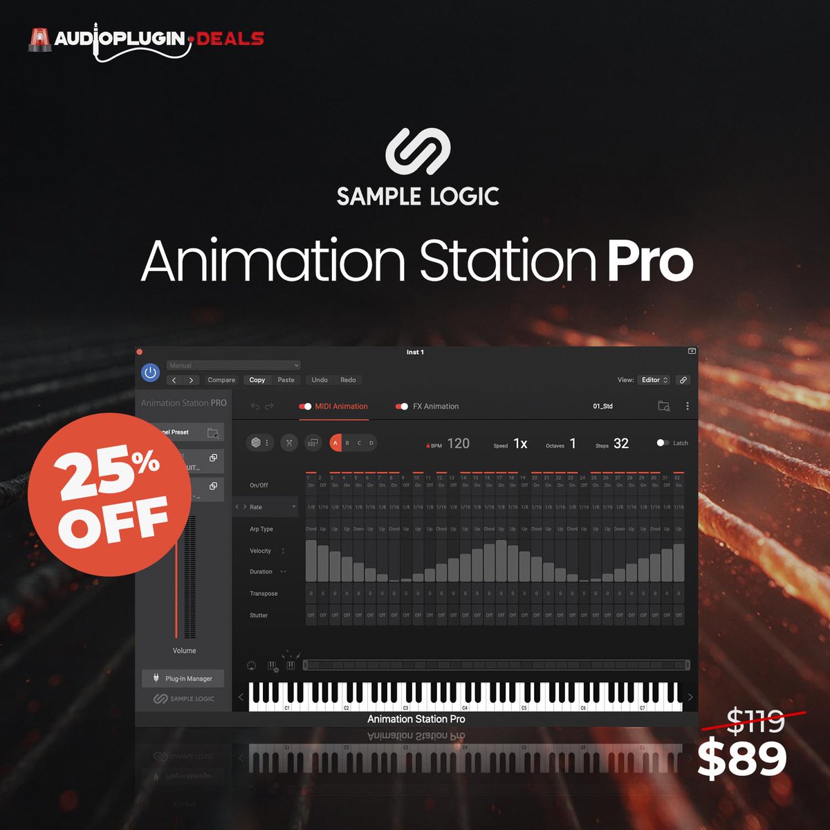 SampleSReview's tweet photo. OUT NOW: Sample Logic Animation Station PRO
👉https://t.co/CgQVCbxSMm
Grab it today for 25% Off $89, normally $119.
Over 900 presets are included!
#plugindeals #pluginsale #audio #composer #producerlife #vstplugins #musicproducer #filmcomposer #electronicmusicproduction https://t.co/sGD0R0xsao