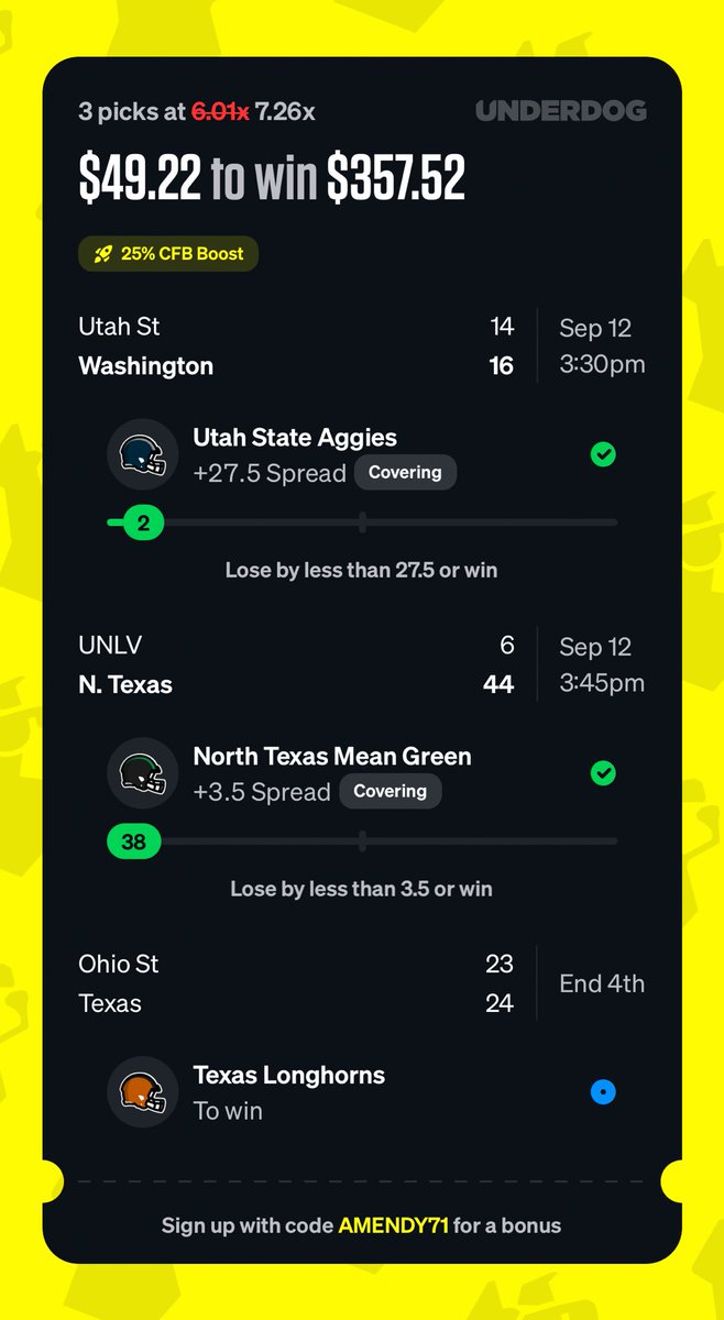 ShermPicks's tweet photo. Cfb Picks

✅✅✅✅✅

5 of 7 crazy hook from IU. We move to NFL tomorrow. 

Parlayed a few of em as well as took em straight. Solid solid day.

#Gambling𝕏 #underdog https://t.co/8pSHHL8e8p