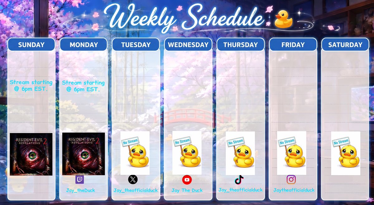 JayOfficialDuck's tweet photo. So technically this isn't late because the week hasn't started yet but technically i should have made this a few days ago. At least this weeks as a schedule unlike last week. What can i say work has had me busy and has left me very tired when i get home so late. https://t.co/geoF9Mjl7d