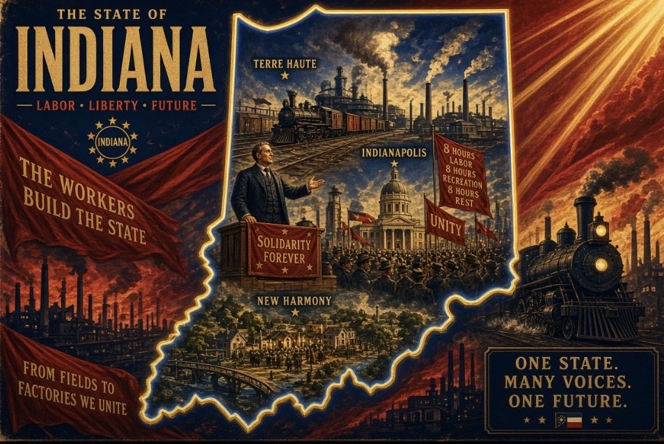 Retreatnever101's tweet photo. DID YOU KNOW

In the early days of American socialism, Indiana sat at the center of the story.

Long before the 20th century, Robert Owen tried a utopian community at New Harmony in 1825. 
The political movement that followed was shaped by Terre Haute’s Eugene V. Debs. A railroad worker and union organizer, Debs turned toward socialism after the 1894 Pullman Strike. 
In 1901, more than 100 delegates gathered in Indianapolis’s Masonic Hall, sang the “Marseillaise,” and founded the Socialist Party of America, with Debs as its leading voice.

German immigrant workers in Indianapolis and railroad labor across the state gave the new party its first foothold in the heartland. Debs would go on to run for president five times under the Socialist banner, carrying Indiana’s working-class hopes onto the national stage.

WE REJECTED  IT THEN. 
WE WILL REJECT SOCIALISM AGAIN.