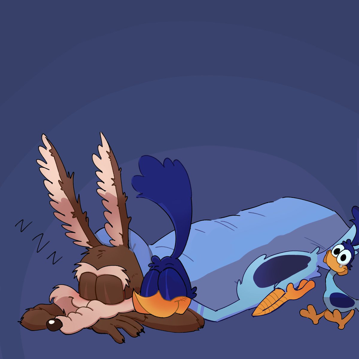 Honey_4lien's tweet photo. Es tan celoso y adorable #wilerunner #wileroad #wileecoyote #roadrunner https://t.co/lYOUsLzNvm