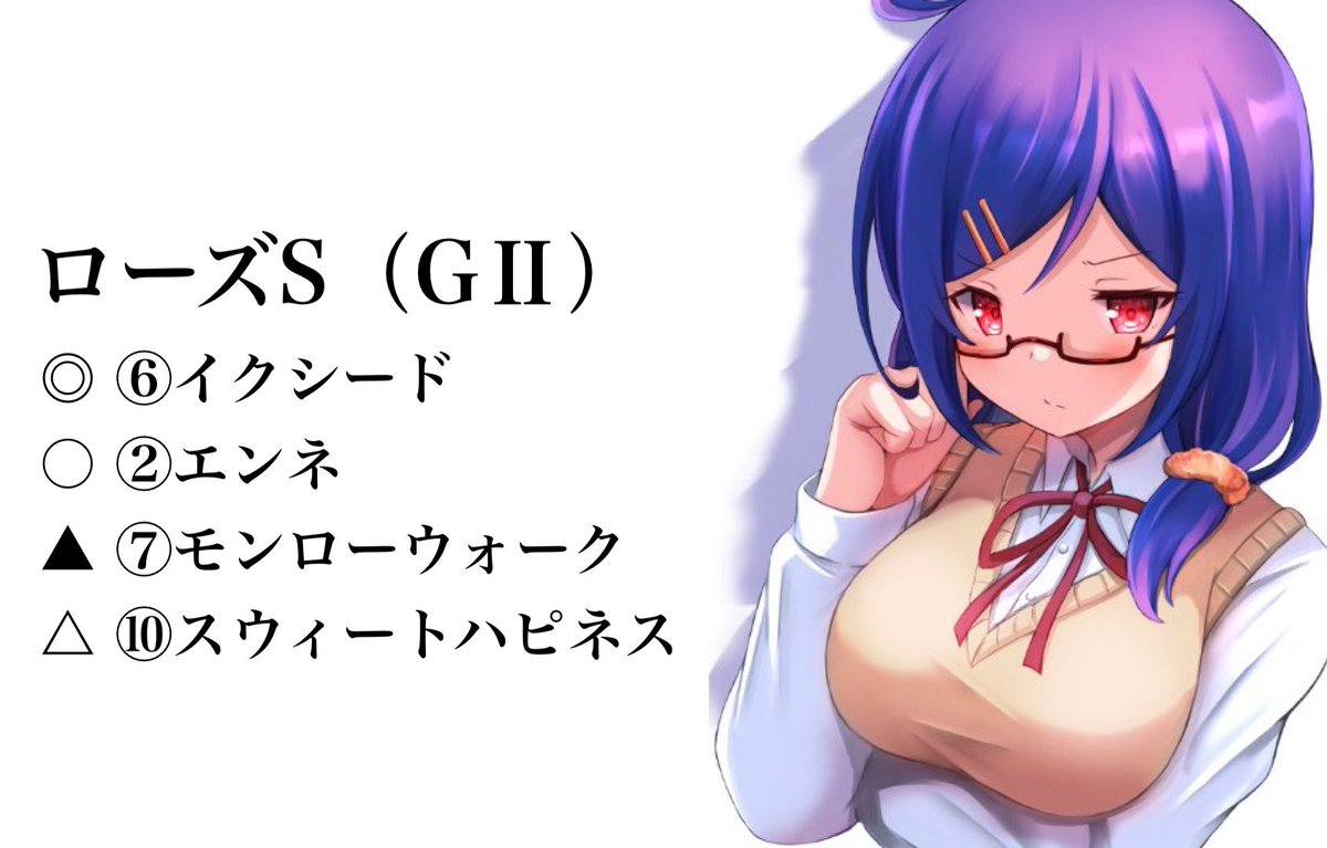 saikyo_bell's tweet photo. ローズSの予想になります

本命はイクシード

前走は出遅れるも中団で競馬。
前残りの展開を差し切り勝利。

2走前も出遅れて後方から競馬。
大外を回しながら上がり最速3着と健闘。

エンジンの掛かりが遅いので直線が長い今回の舞台はプラス。
得意な直線勝負になれば勝ち切れても。 https://t.co/XfXSEHPpex