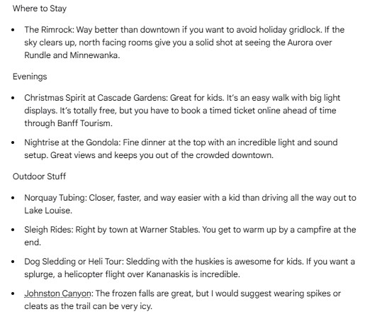 Willj3dm's tweet photo. @jessicahadwin Hey Jessica, I've lived in town for 10 years. My main account is locked out, hence the new account. Since you asked for real recommendations, I put together a quick, straightforward list of what actually works for a family in late December. Hope my recommendations help your stay. https://t.co/LFjkpZDT8H