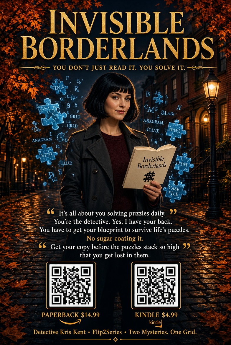 KrisKent4D's tweet photo. #KrisKent #RealConversations
#Puzzles have been there from your first breath and until your last. Stop stacking them!
#InvisibleBorderlands
You just don’t read it.
You solve it.
#1FallRead #Amazon #Worldwide. https://t.co/wpyvKCoRpr