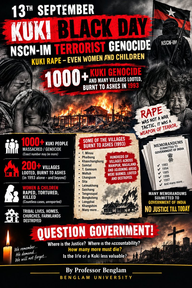 paaginhaokip's tweet photo. Since 1993 Kuki Genocides by #NSCN IM TERRORIST 1000+ kuki tribals genocides, thousand villages burnt down, killed women's &amp; Children till today  cruelty and inhuman act continues where is the government of india ? #kukiblackday @UNHumanRights @UN @USCIRF @narendramodi @AmitShah https://t.co/rceTZsUeu1